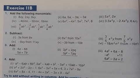 Algebraic expression Class 7/ Exercise 11 B / 1
