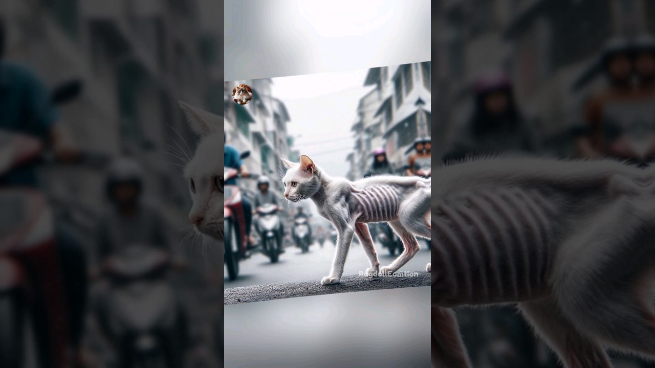 Poor cat after 2 months without food😿😭 