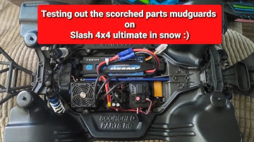 Scorched Parts mudguards test, running on the slash 4x4 ultimate through snow :)