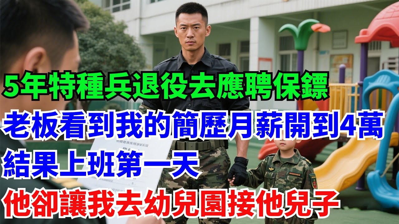5年特種兵退役後去應聘保鏢，老板看到我的簡歷月薪開到4萬，結果上班第一天，他卻讓我去幼兒園接他兒子#奇聞#故事#真實案例#民間故事