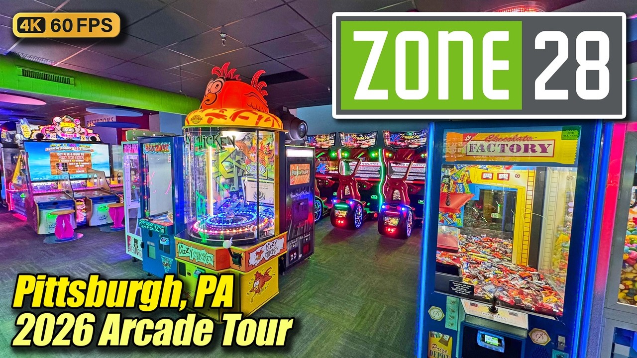 Zone 28 (Pittsburgh PA), January 2026 arcade tour, new 4K full walkthrough