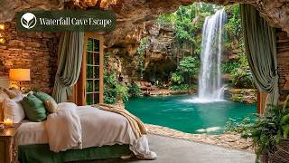 Waterfall Cave Escape 🌊 Forest Birds, Relaxing Water Sounds &amp; Cozy Bedroom Ambience