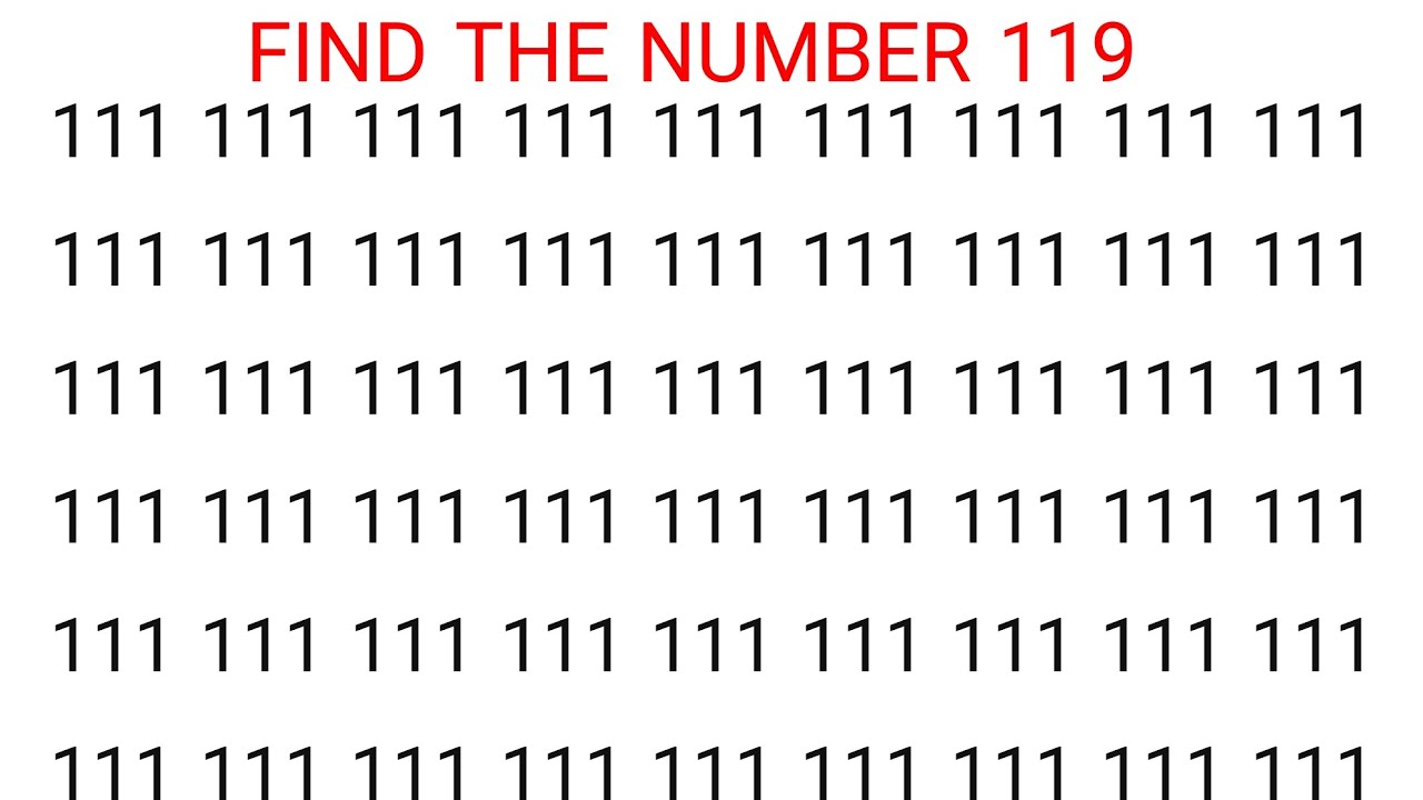 Can You Find the Number “119”? Test Your Mind & Eyes in 1 Minute. - YouTube