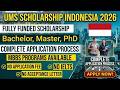 UMS Fully Funded &amp; Partial scholarships Opportunity || BS, MS and PhD || No application Fee