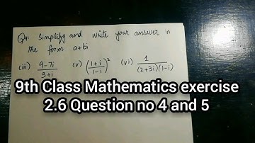 9th class mathematics chapter # 2 (Real and complex numbers) exercise # 2.6 (Q no 4 & 5) in Urdu