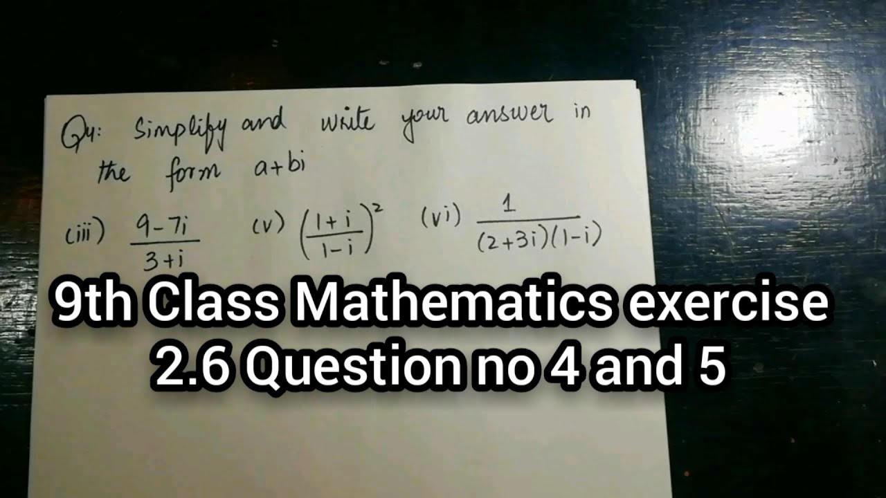 9th class mathematics chapter # 2 (Real and complex numbers) exercise ...