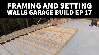 Framing and Setting Walls Garage Build diy  EP 17