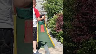 Crazy Golf hole-in-one at the Lake District Coast Aquarium Crazy Golf course in Maryport, Cumbria
