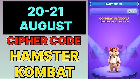 Hamster Kombat Dev Game Daily Cipher 20 & 21 August | Hamster Kombat Daily Cipher Code 20 August 