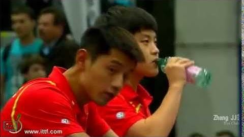 张继科 Zhang Jike /郝帅Hao Shuai VS. GERELL Par SWE/ LUNDQVIST Jens SWE 2013 Austria Open Men