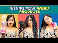 इसने मेरे बाल खराब कर दिये😭Testing Most Weird Beauty Products😦Hair Curler, Crimping, Straightener