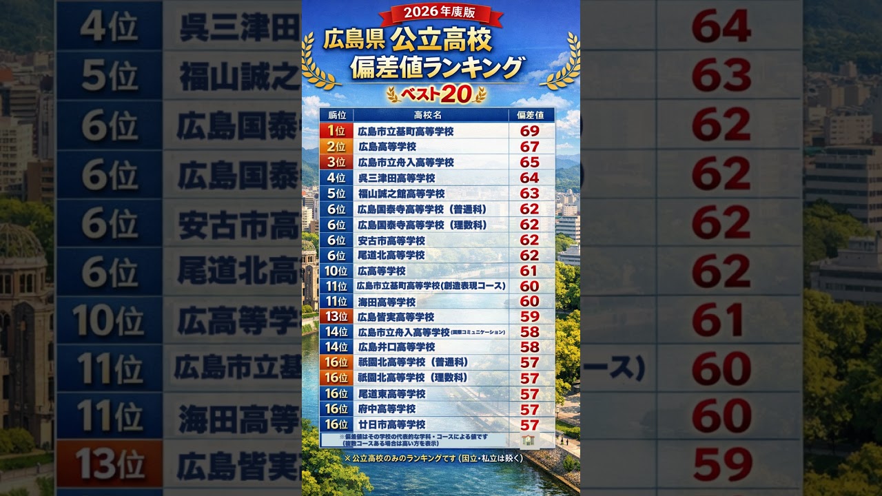 広島 高校 偏差 値