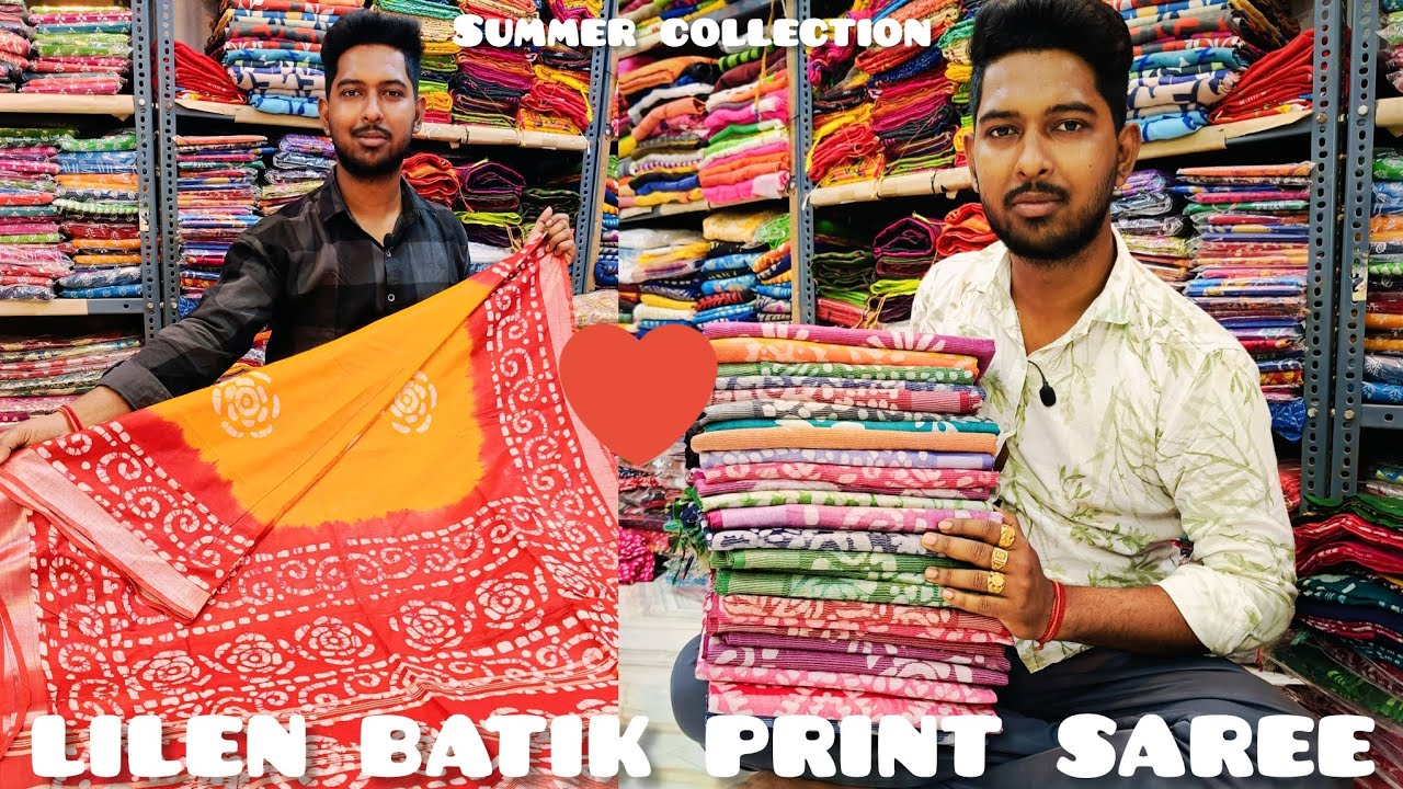 LILEN BATIK SAREE | LILEN BATIK PRINT SAREE | LILEN BATIK SAREE WHOLESALE | LINEN BATIK PRINT SAREE