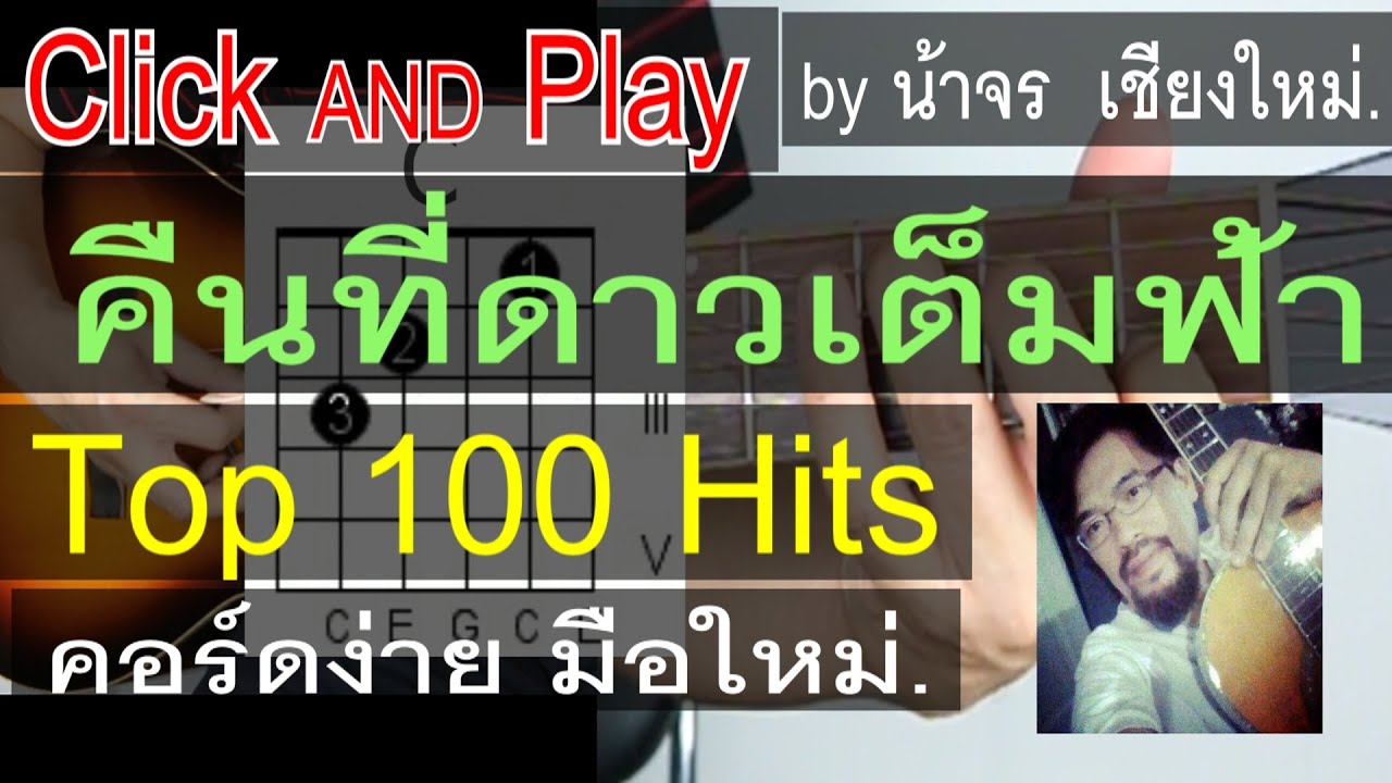 สอนกีต้าร์ คืนที่ดาวเต็มฟ้า ClickAndPlay [ ปราโมทย์ ] คอร์ดง่าย ตีคอร์ด มือใหม่ - น้าจร เชียงใหม่