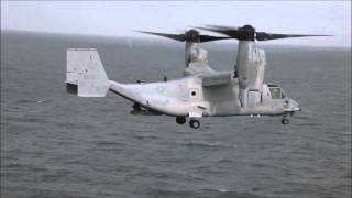 Osprey Tilt Rotor Aircraft - Lands On Japanese Ship Hyuga