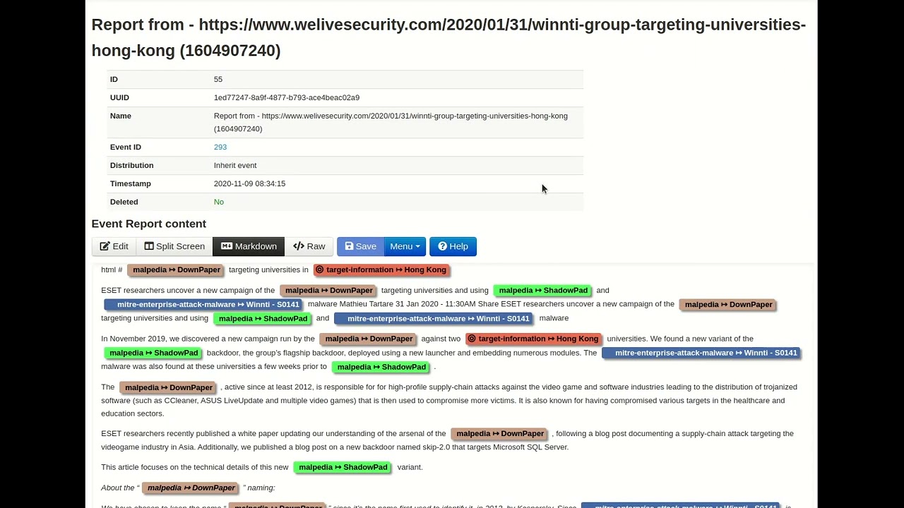 MISP - extract automatically indicators, threat intelligence such as ...