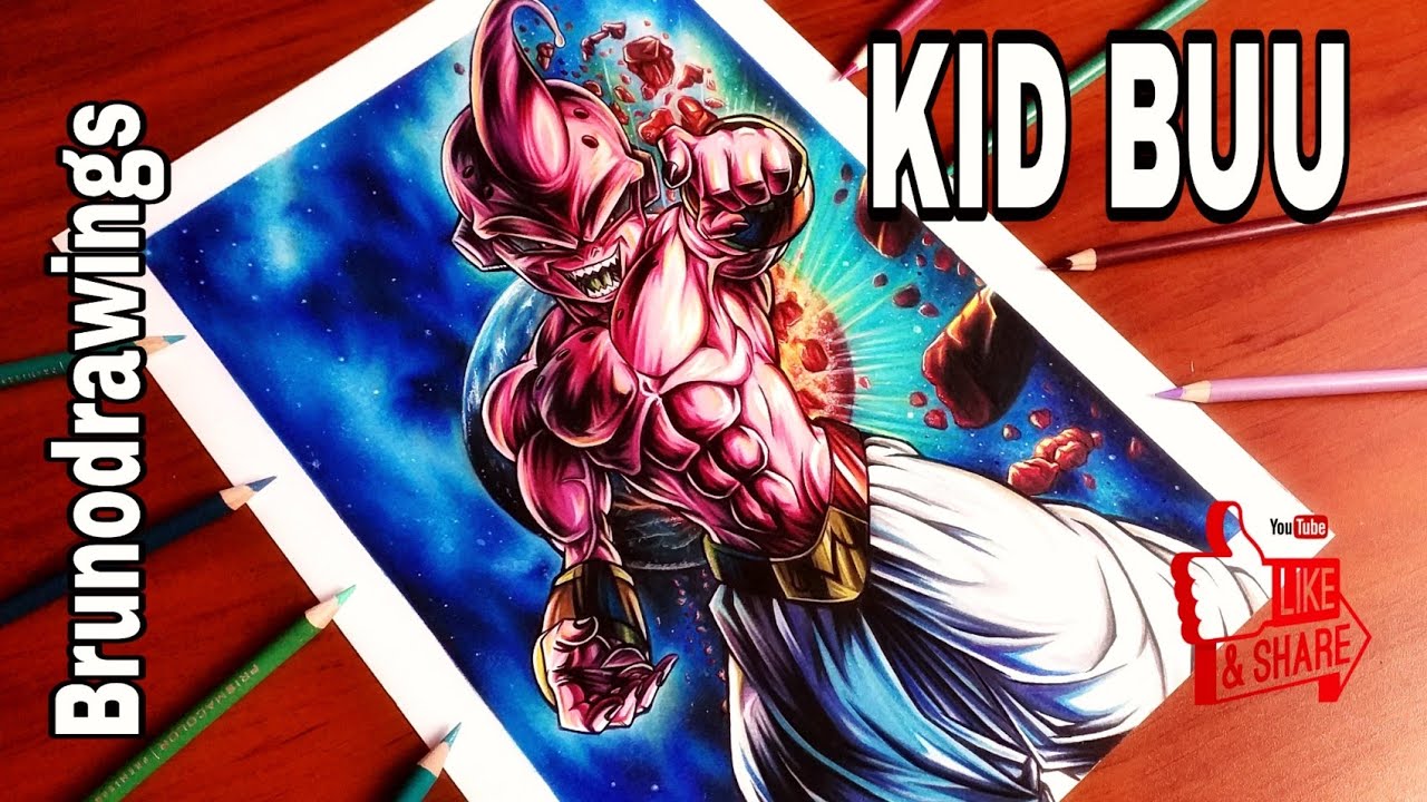 DIBUJANDO A KID BUU ESTILO LEGENDS| DRAWING KID BUU- DRAGON BALL Z ...