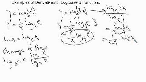 Examples of Derivatives of Log base B functions