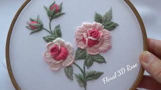 3D Rose Embroidery - Simple flowers stitches