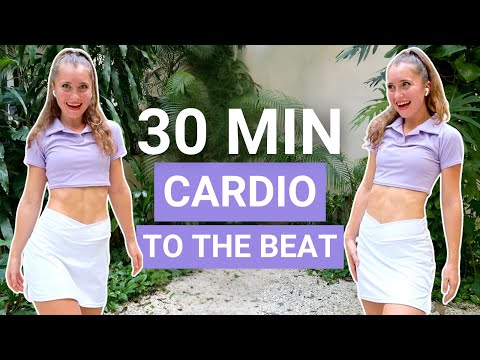 30 Min Cardio Aerobics Workout — Move to the beat, all standing, fun & sweaty — indoor walking workout video