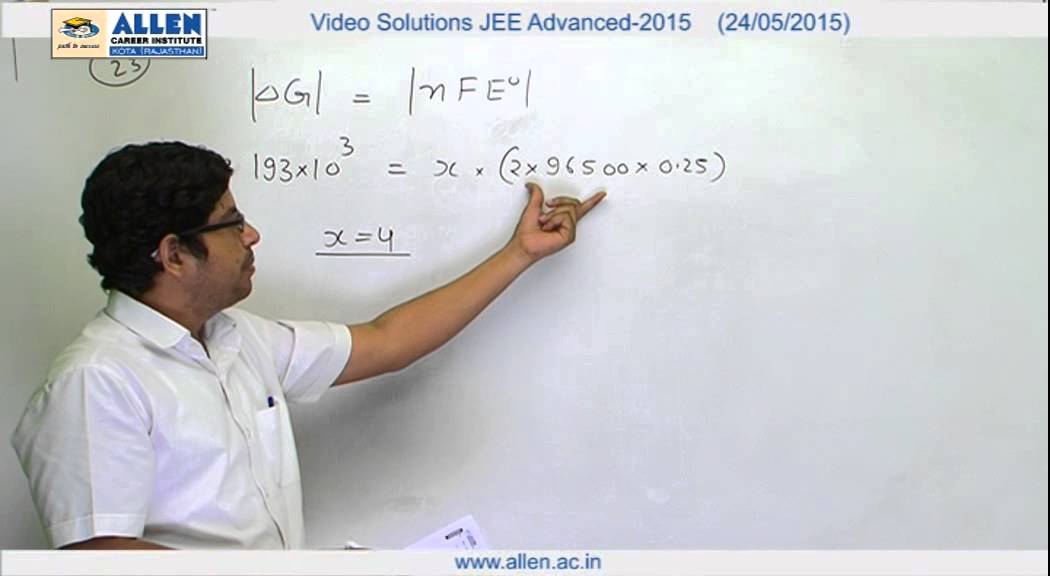 IIT-JEE Advanced 2015 Video Solution by ALLEN – Chemistry (Paper-1) Q. No. 23,24 (Paper Code-6) neet coaching in indore