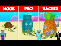 SPONGEBOB WATER HOUSE BASE BUILD CHALLENGE - NOOB vs PRO vs HACKER / Minecraft Battle Animation