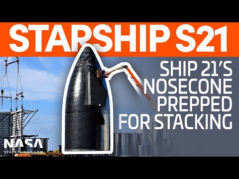 Ship 21 Nosecone Prepared for Stacking | SpaceX Boca Chica