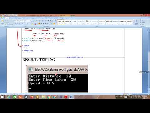 visual Basic lesson 5 speed of  car