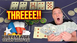 FULL HOUSE VS FULL HOUSE! MASSIVE ULTIMATE TEXAS HOLDEM BETS $400 HANDS #poker #ultimatetexasholdem screenshot 1