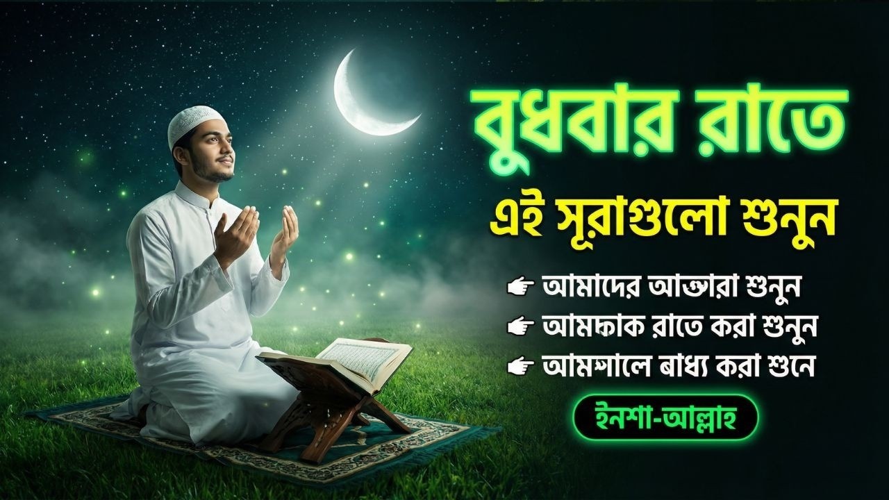বুধবার রাতে এই সূরাগুলো শুনুন - জীন, ভুত, রোগ, দুশ্চিন্তা এবং মনের আশাপুর্ণ হবে ইনশা-আল্লাহ
