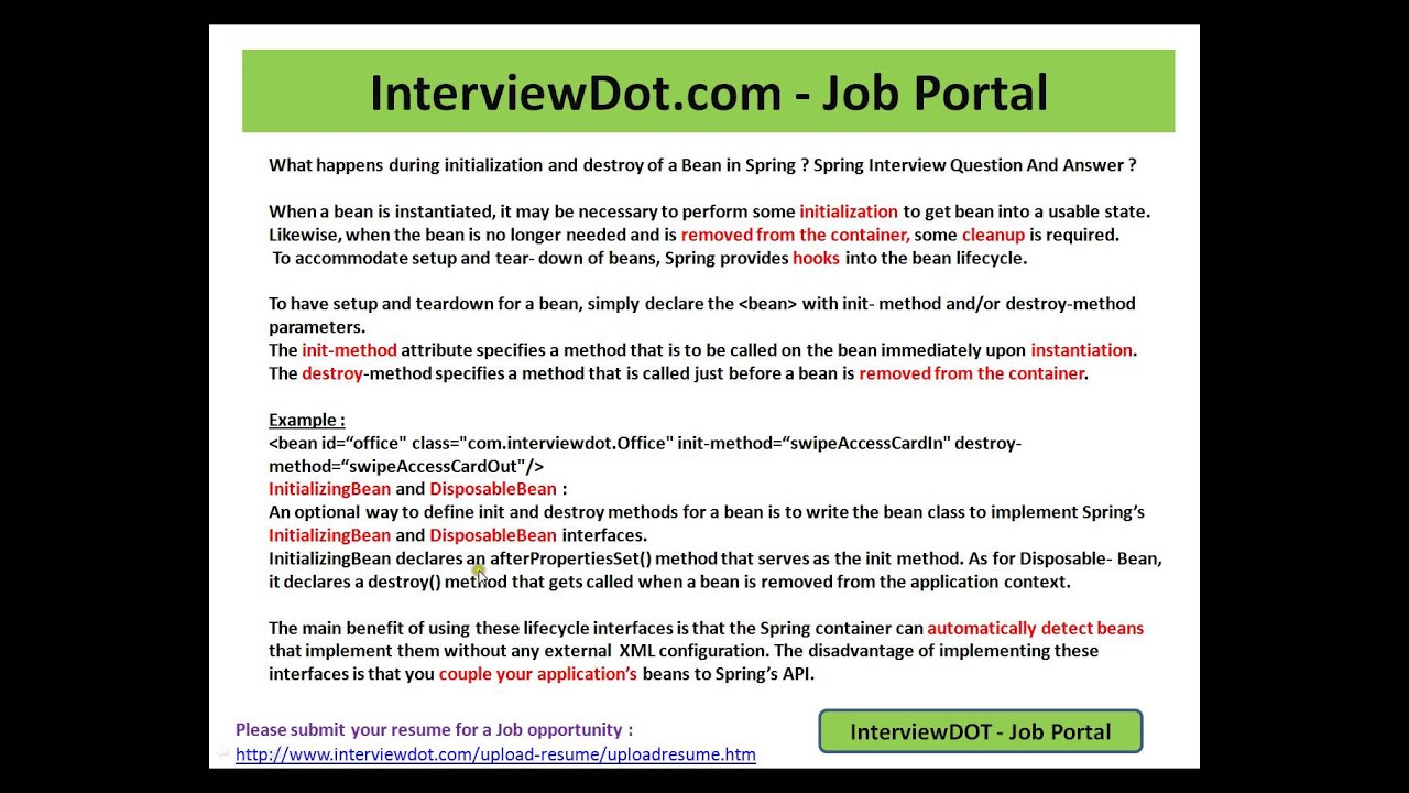 Spring interview question and answer what happens during initialization