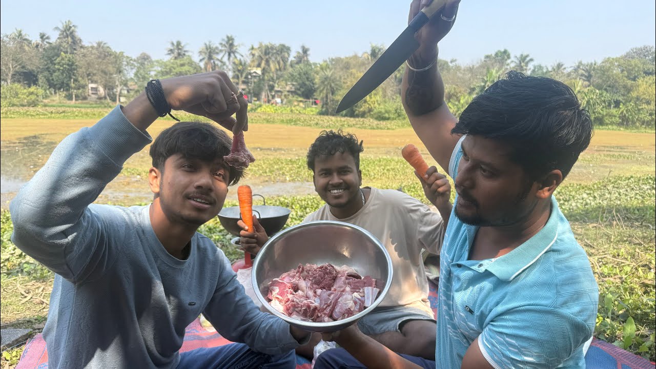 অঞ্জনা নদীর পাড়ে খুব সুন্দর একটা জায়গায় মটন কষা আর ফ্রাইড রাইস@Westernculturevillagecooking#cook 