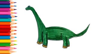 BRACHIOSAURUS Drawing, Coloring and Painting for Kids & Toddler