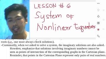 [PRE CAL] LESSON 6: SYSTEM OF NONLINEAR EQUATIONS (Part 1)