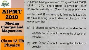 A particle having a mass of 10^- 2 kg carries a charge of 5 ×10^-8 C. The particle is given an initi