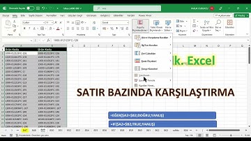 Excel 1 Dakika - Satır Bazında Karşılaştırma