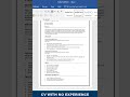 CV With No Experience | Simple Resume for Freshers #Shorts