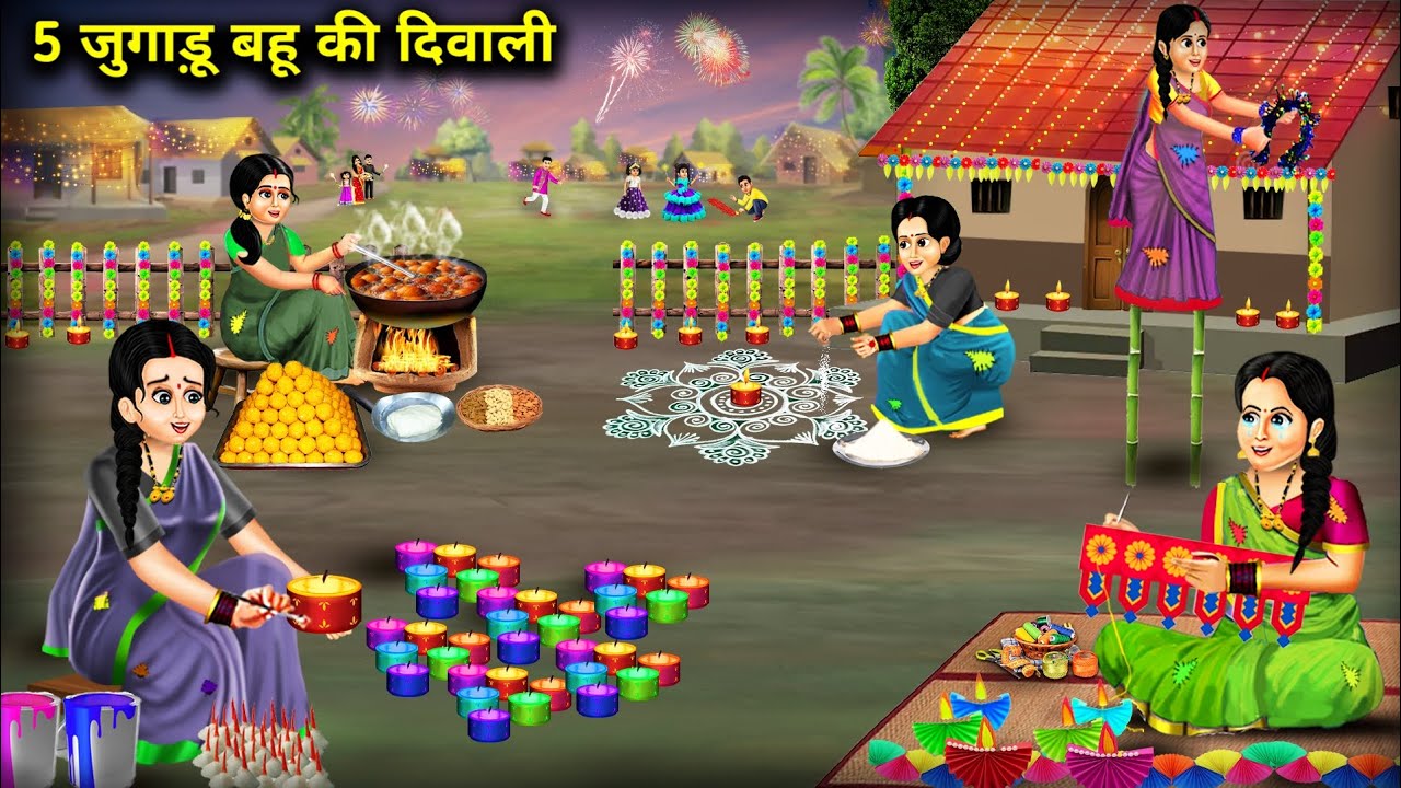 5 जुगाड़ू बहू की दिवाली || Cartoon Videos || 5 Diwali Of Jugaadu Bahu || Chacha Saas Bahu Tv ||