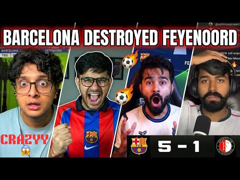 BARCA DOES IT AGAIN! 5-1 Feyenoord.CREATOR CRAZY LIVE REACTIONS!😱⚽#barcelona #championsleague  