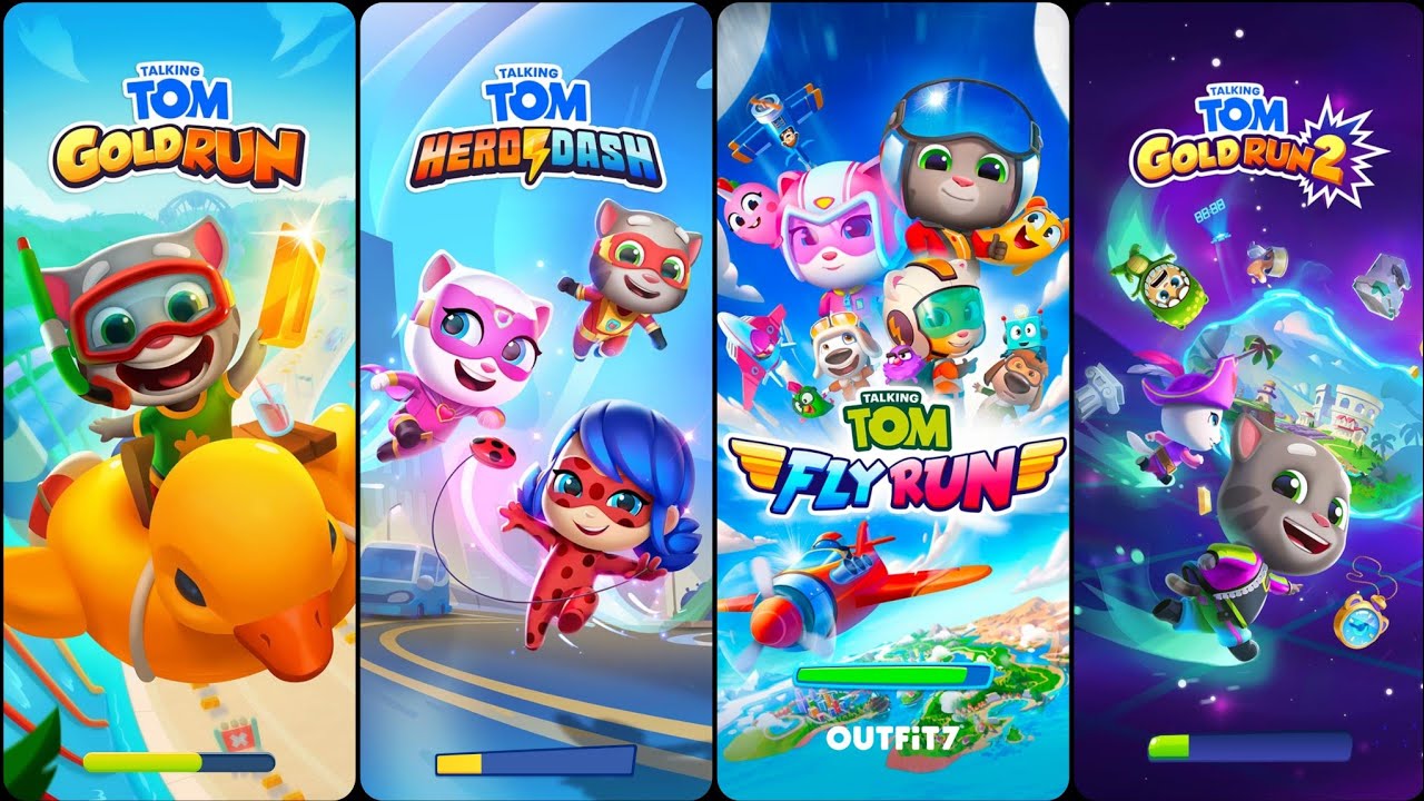Talking Tom Gold Run Vs Tom Gold Run 2 Vs Tom Tom Fly Run Vs Tom Hero ...