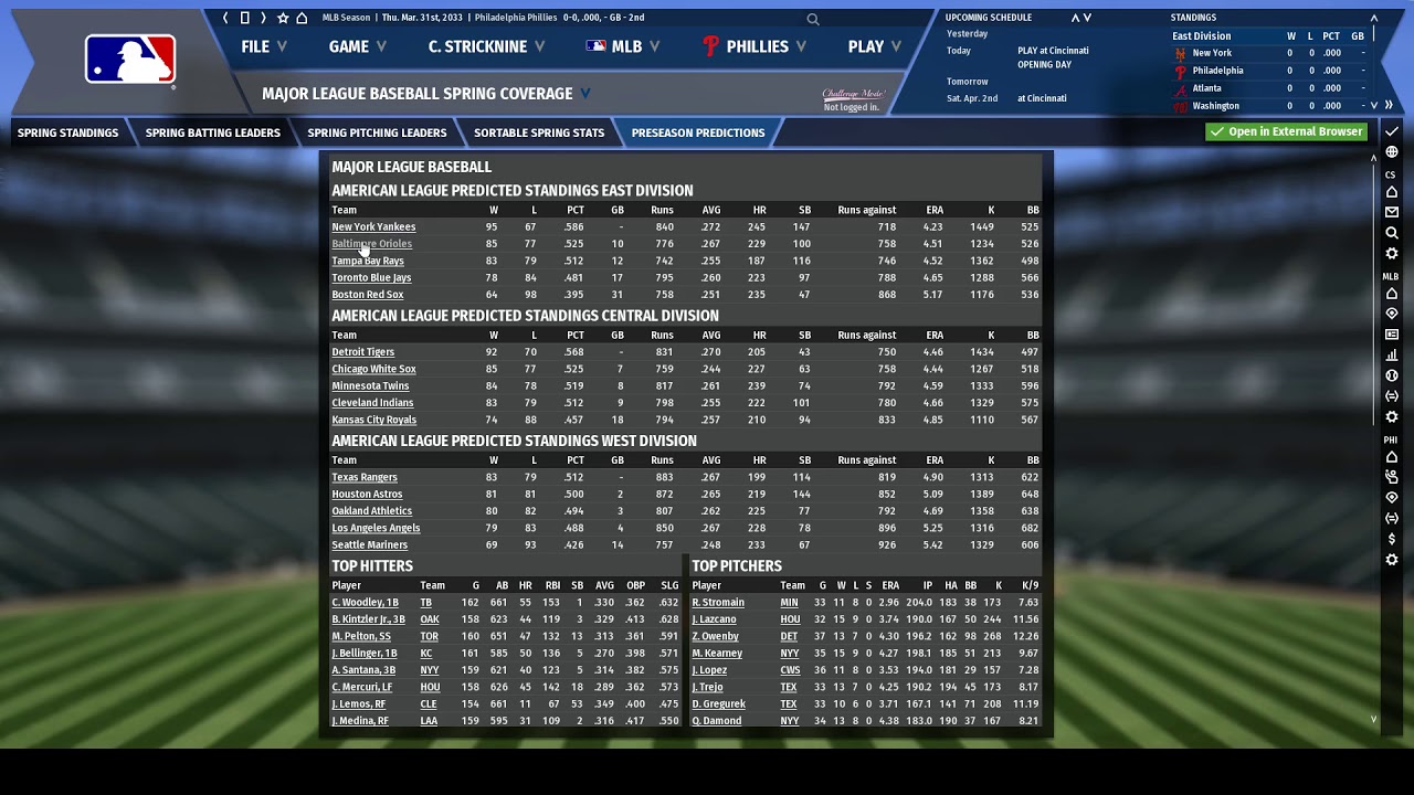 OOTP 19 Phillies Episode 21 - Start of 2033 Season