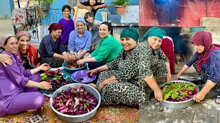 HALAM KÖY EVİNDE YEMEK DAVETİ 😍 1 KAZAN KUZU ETİ PATLICAN DOLMASI ~ LEZZET KÖYÜ YEMEĞİ