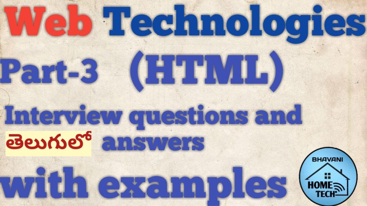 Part-3 HTML (Web technology) Interview questions and answers in Telugu ...