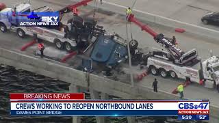 Crews working to reopen northbound lanes of Dames Point Bridge