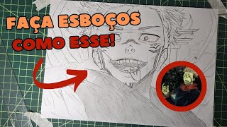 O SEGREDO PARA DESENHAR O ROSTO DE QUALQUER PERSONAGEM! - Sketch Sukuna