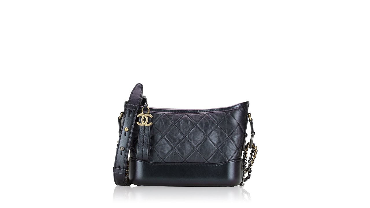 CHANEL Iridescent Aged Calfskin Quilted Small Gabrielle Hobo Black 1193685