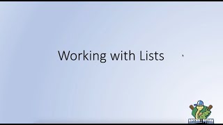 Working With Lists