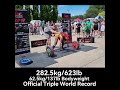 Strongwoman rhianon lovelace sets a 2825kg 6228lb deadlift world record