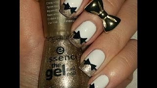 Златно бял маникюр с панделка 🎀 Bow Nail Art Nail Art