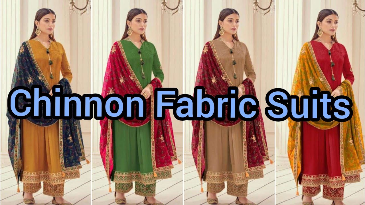 🌸New Chinnon Fabric Suits          Latest Plazzo Style Suits ||